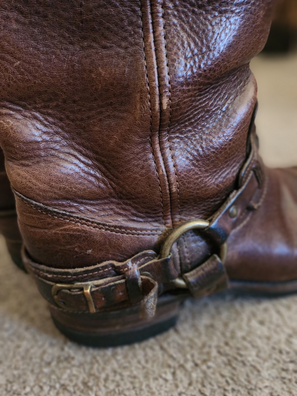 Frye Brown Leather Boots W/ Buckles - Picture 5 of 5